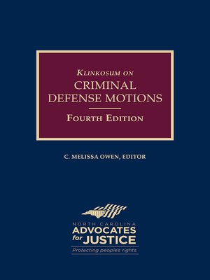 cover image of Klinkosum on Criminal Defense Motions